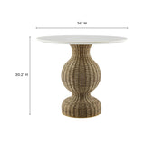Vansbro 36" Marble and Seagrass Dining Table in White Natural