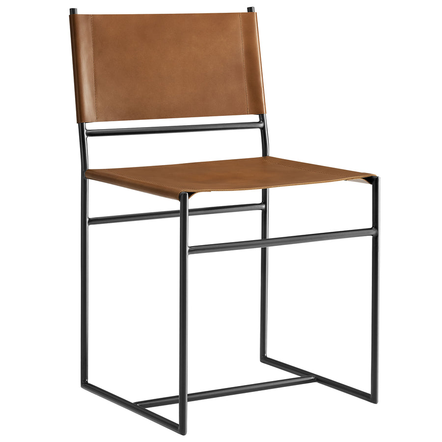 Mogeltonder Leather and Metal Dining Chair in Tan