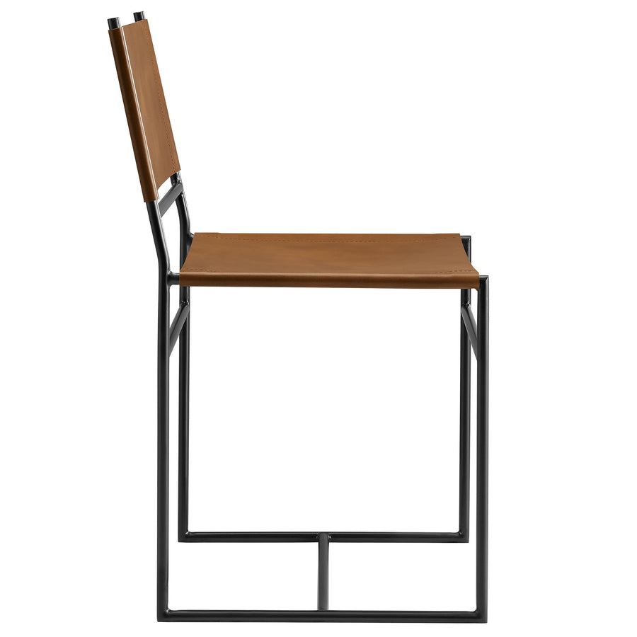 Mogeltonder Leather and Metal Dining Chair in Tan