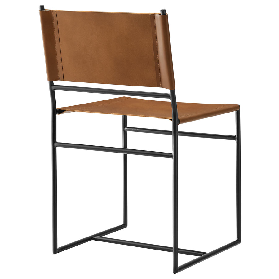 Mogeltonder Leather and Metal Dining Chair in Tan