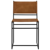 Mogeltonder Leather and Metal Dining Chair in Tan