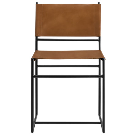 Thatcher Leather and Metal Dining Chair in Tan