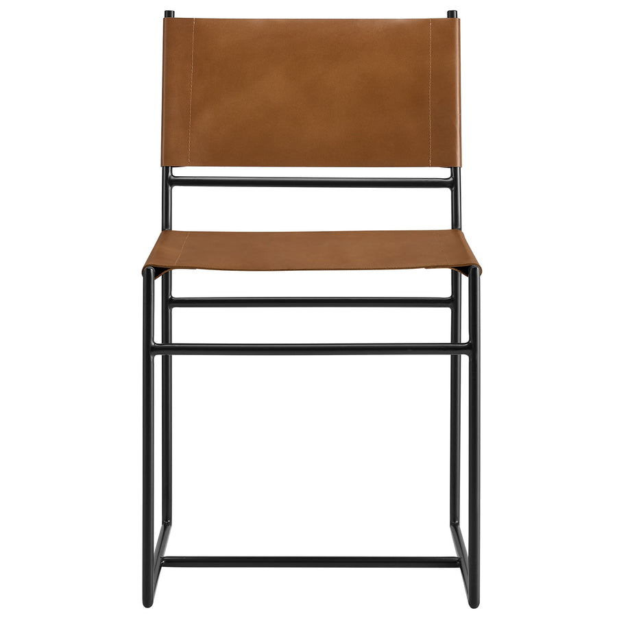 Mogeltonder Leather and Metal Dining Chair in Tan