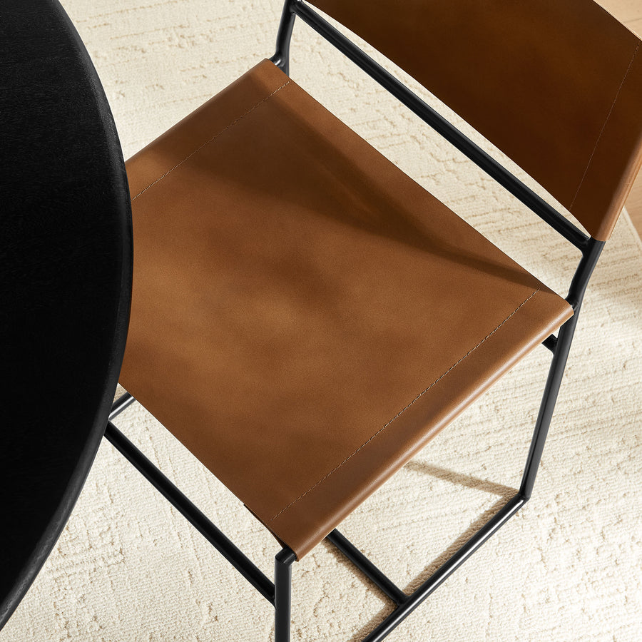 Mogeltonder Leather and Metal Dining Chair in Tan