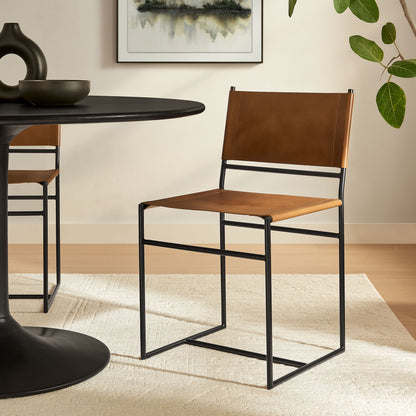 Thatcher Leather and Metal Dining Chair by Furniture for America