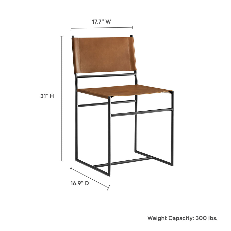 Mogeltonder Leather and Metal Dining Chair in Tan
