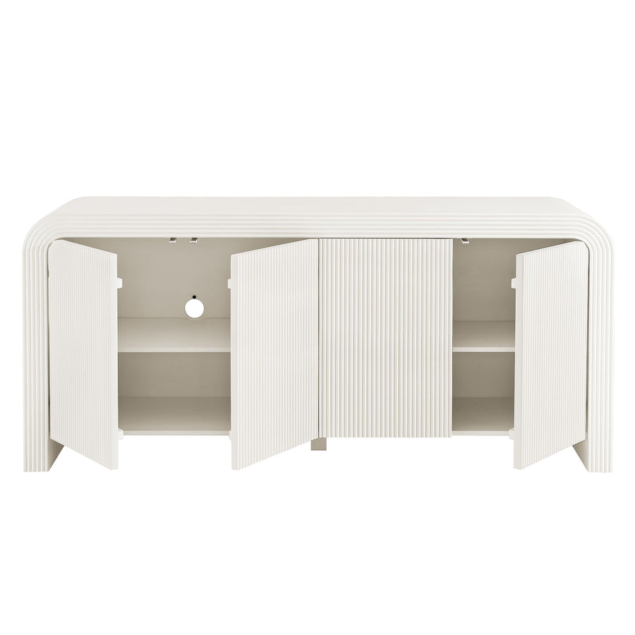 Odette 70" Fluted Sideboard Cabinet in White Matte