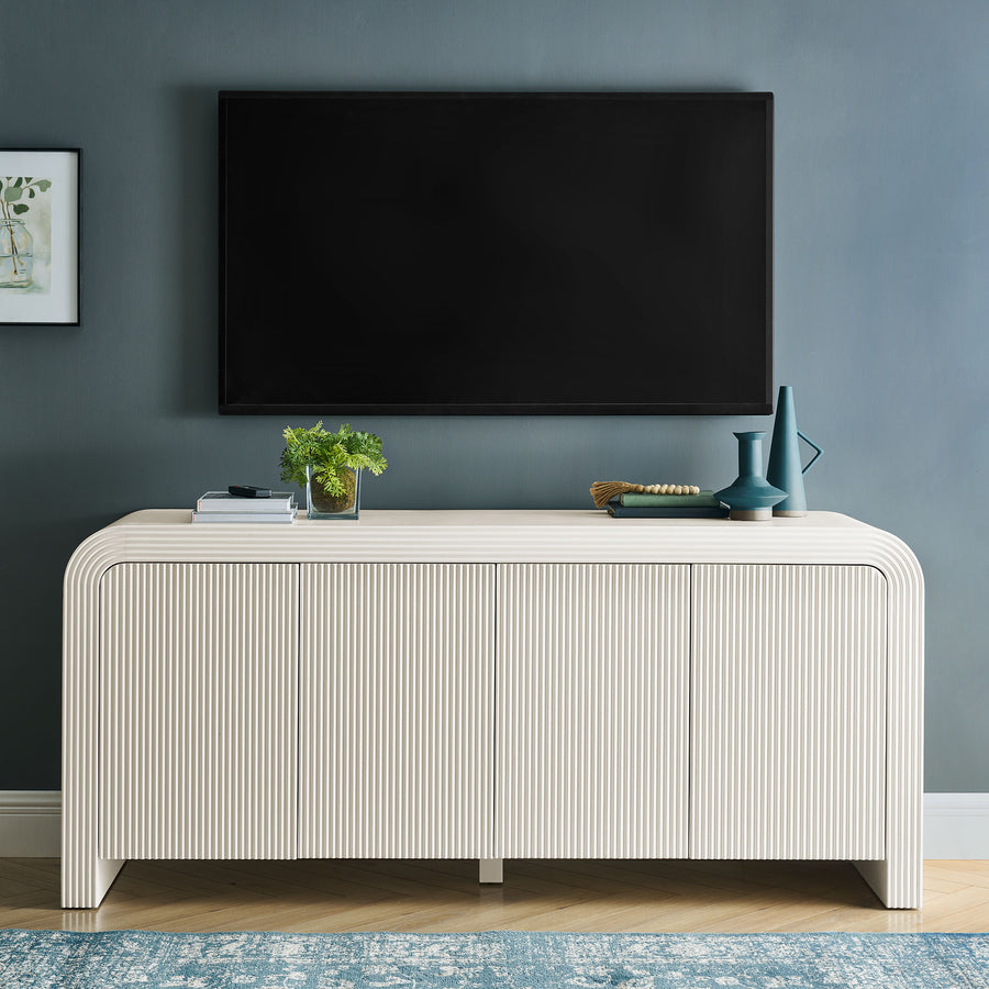 Odette 70" Fluted Sideboard Cabinet in White Matte