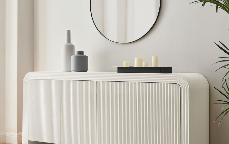 Odette 70" Fluted Sideboard Cabinet in White Matte