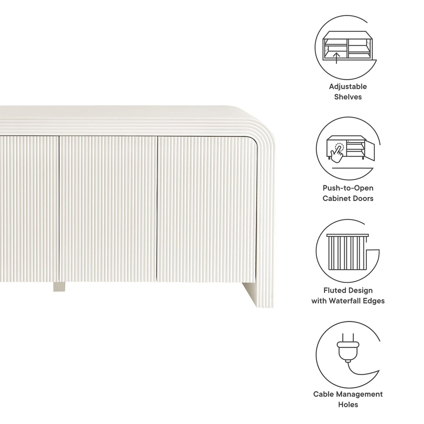 Waterflute 70" Fluted Sideboard Cabinet by Furniture For America