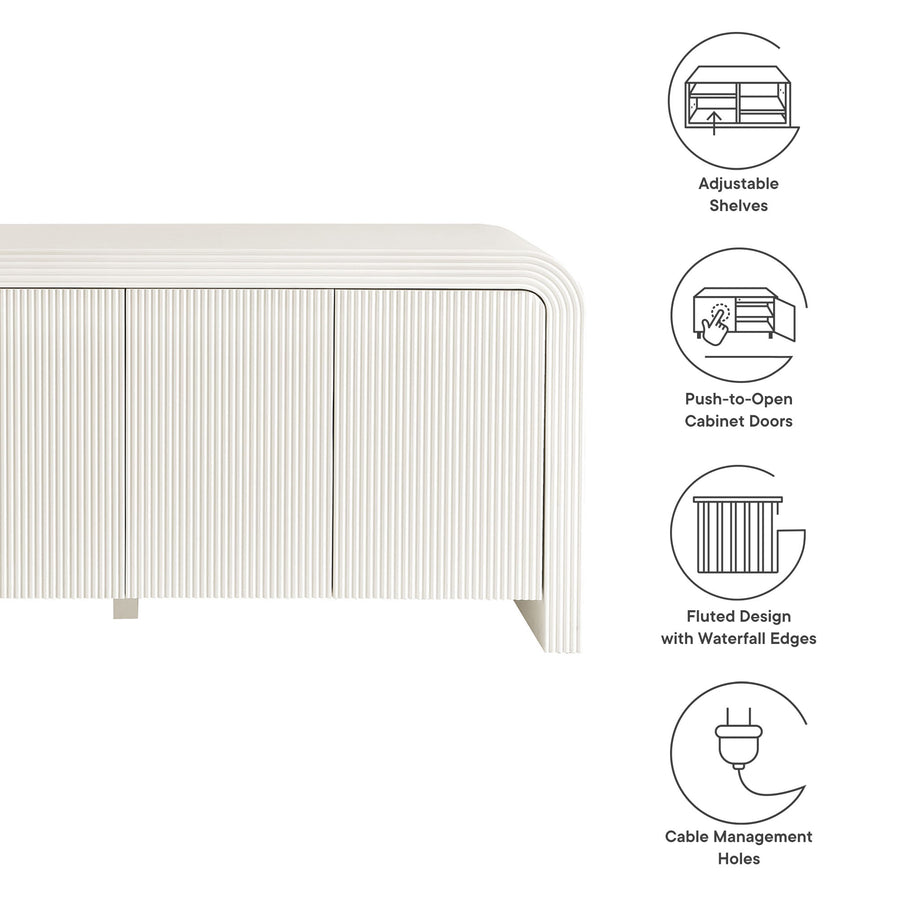 Odette 70" Fluted Sideboard Cabinet in White Matte