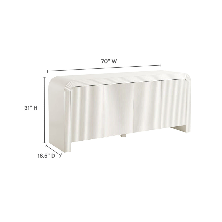 Odette 70" Fluted Sideboard Cabinet in White Matte