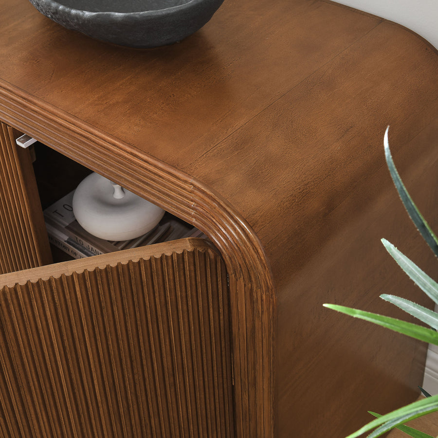 Odette 70" Fluted Sideboard Cabinet in Walnut