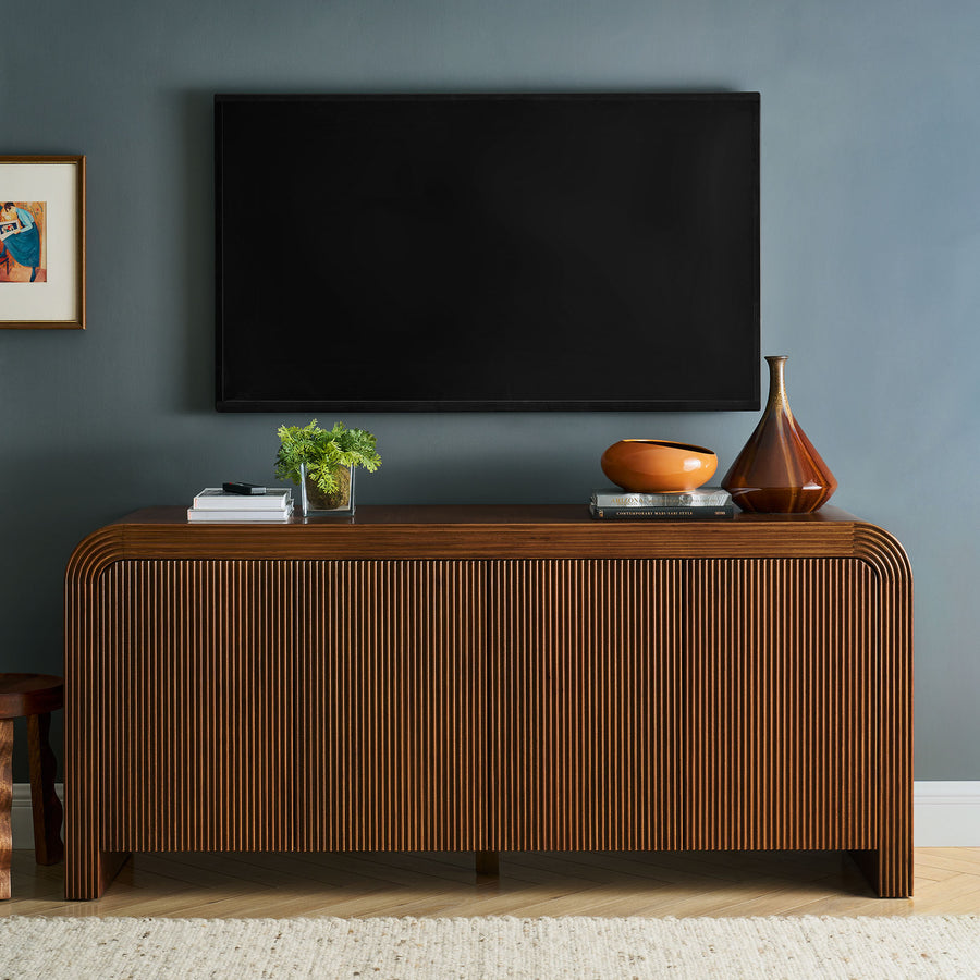Odette 70" Fluted Sideboard Cabinet in Walnut