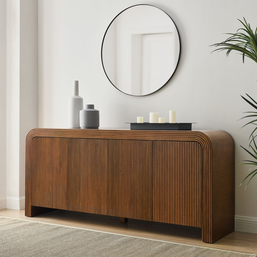 Odette 70" Fluted Sideboard Cabinet in Walnut