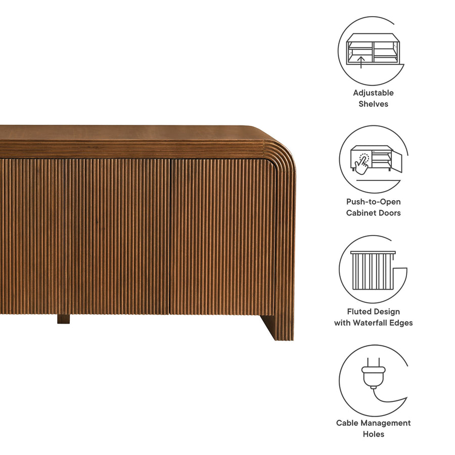 Odette 70" Fluted Sideboard Cabinet in Walnut