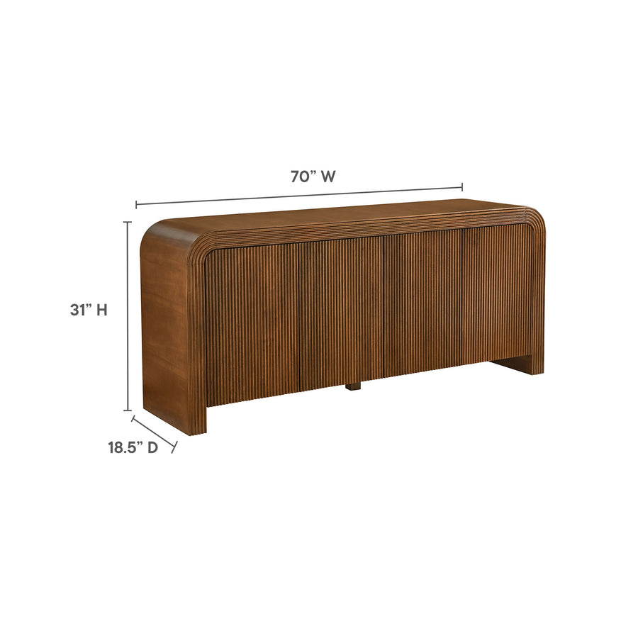 Odette 70" Fluted Sideboard Cabinet in Walnut