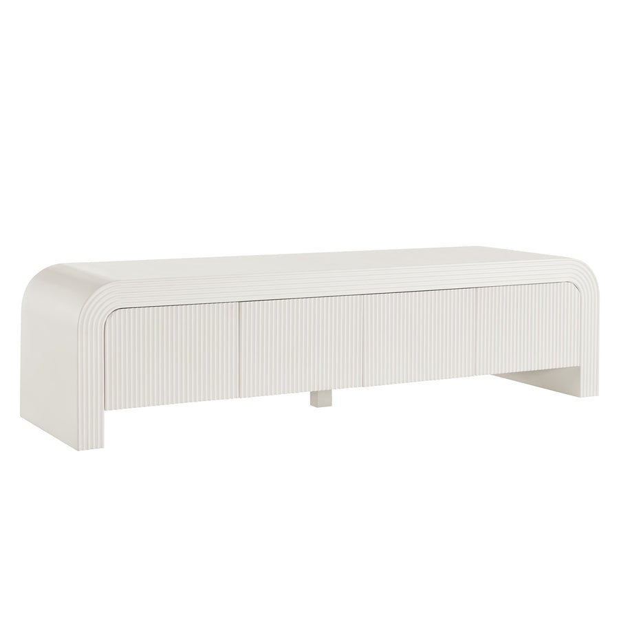 Odette 68" Fluted TV Stand in White Matte