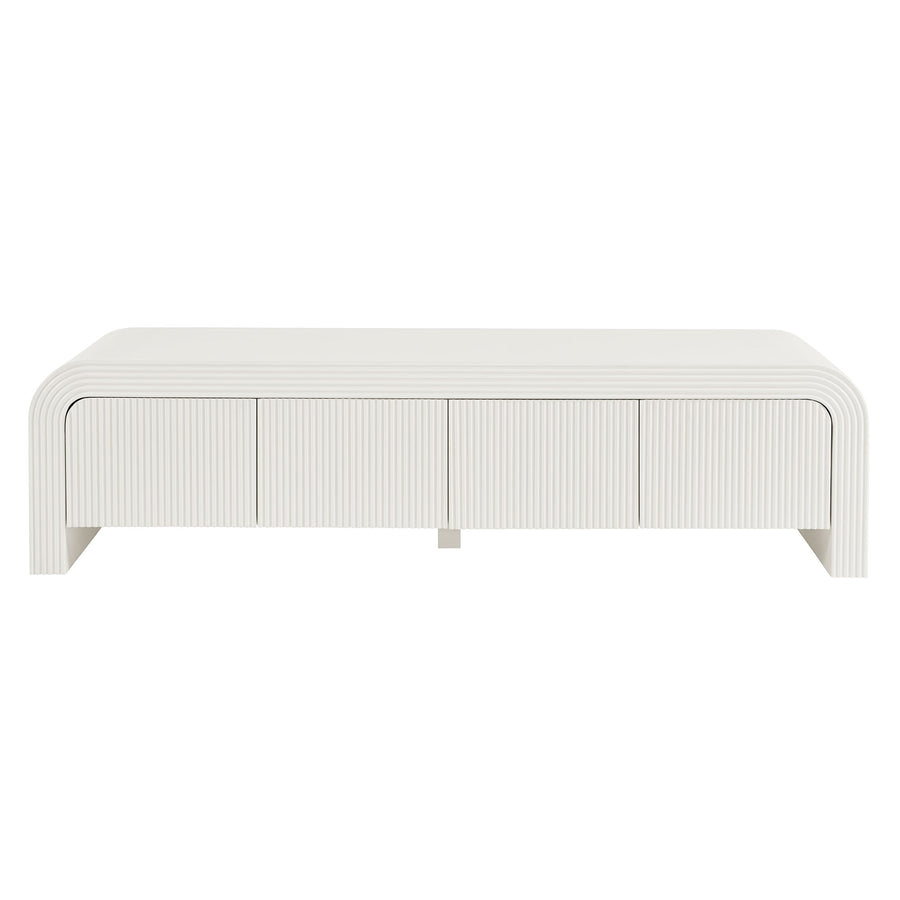 Odette 68" Fluted TV Stand in White Matte