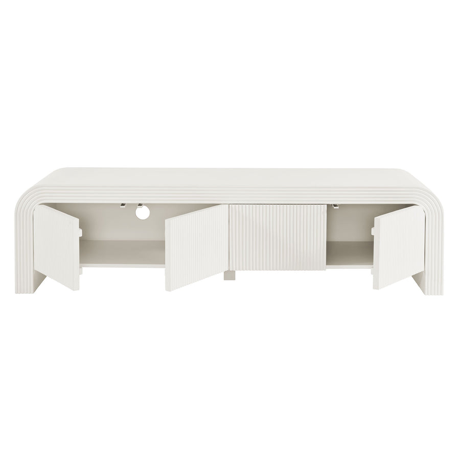 Odette 68" Fluted TV Stand in White Matte