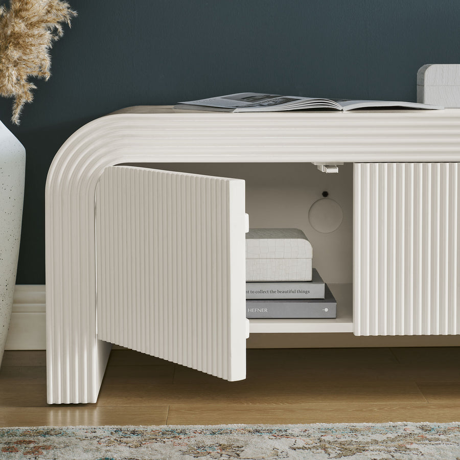 Odette 68" Fluted TV Stand in White Matte