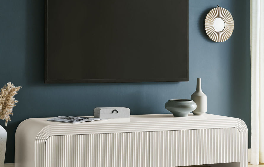 Odette 68" Fluted TV Stand in White Matte