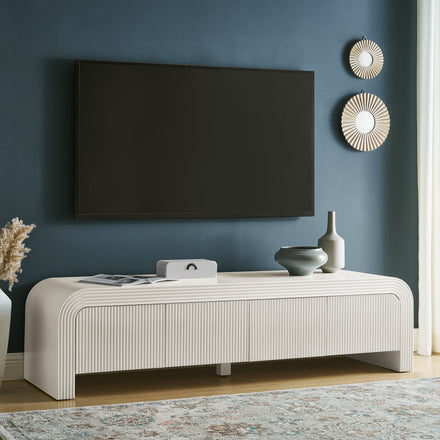 Waterflute 68" Fluted TV Stand in White Matte