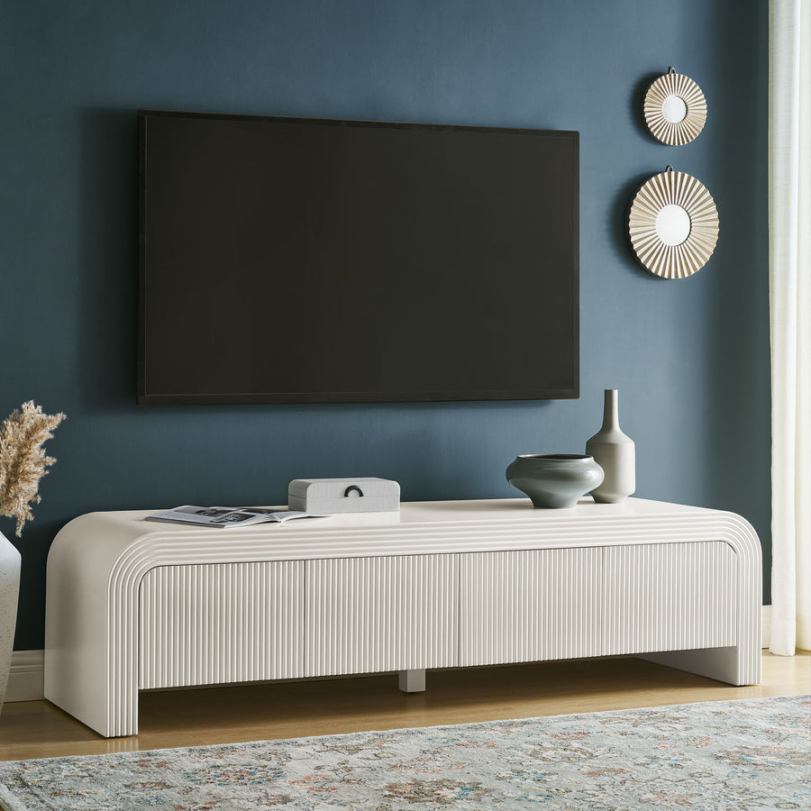 Odette 68" Fluted TV Stand in White Matte