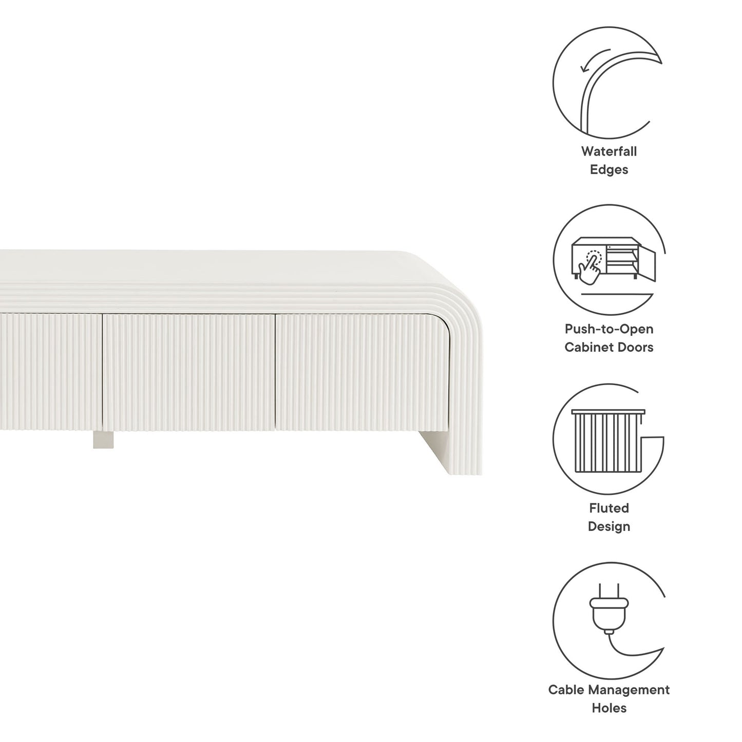 Waterflute 68" Fluted TV Stand by Furniture For America