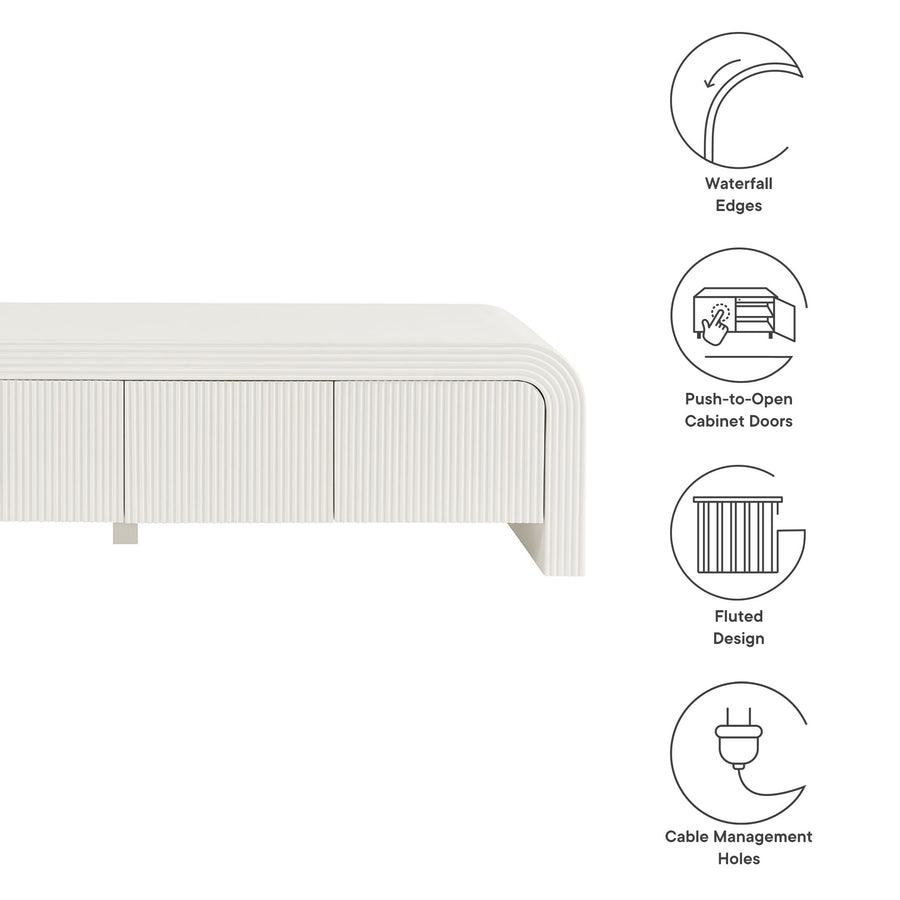 Odette 68" Fluted TV Stand in White Matte
