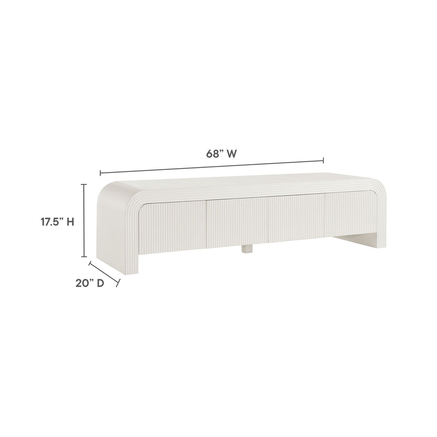 Odette 68" Fluted TV Stand in White Matte