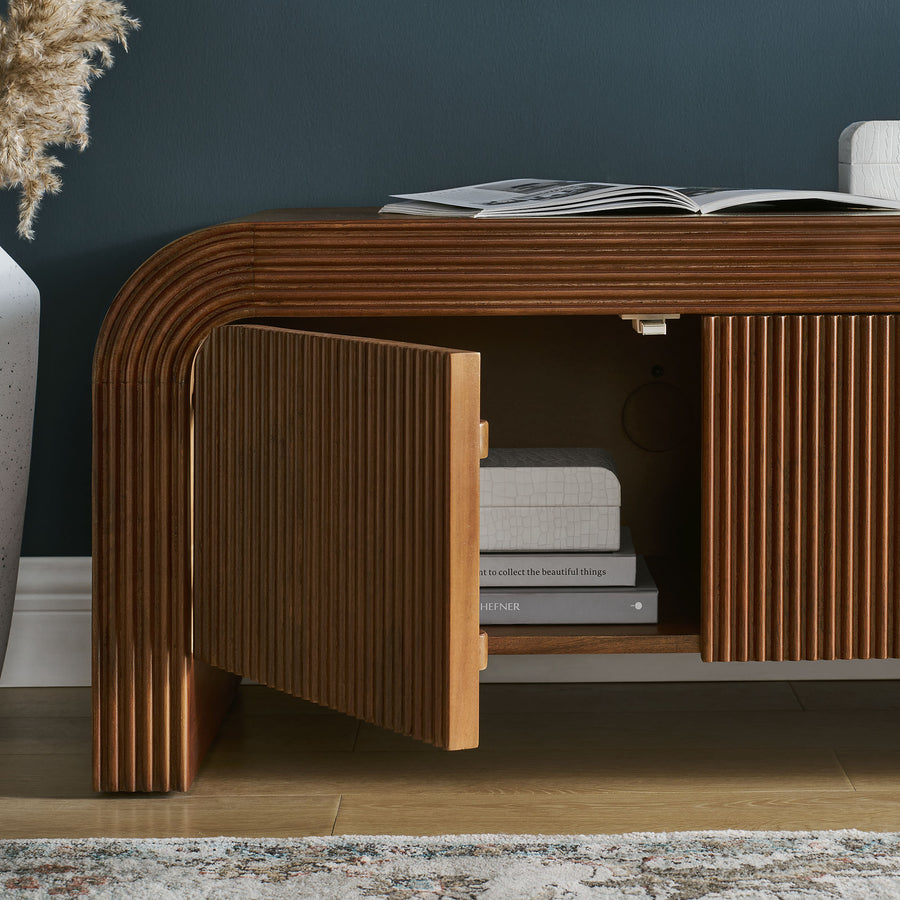 Odette 68" Fluted TV Stand in Walnut