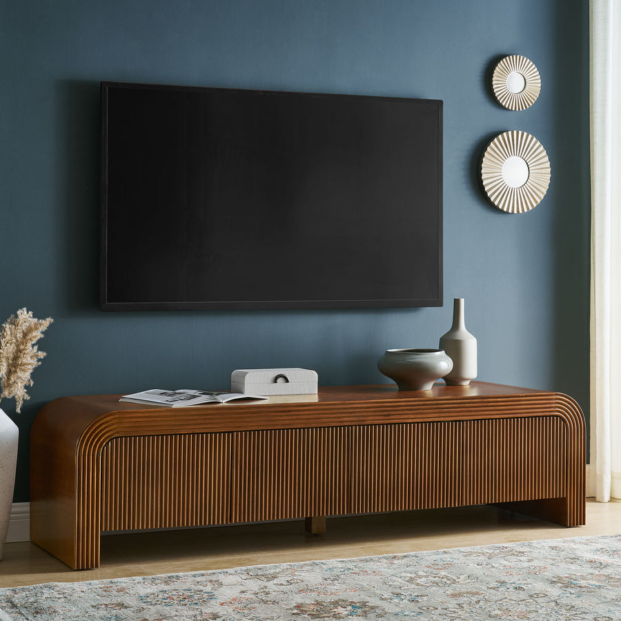Odette 68" Fluted TV Stand in Walnut