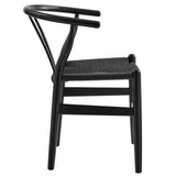 Sisal 29" Wood Dining Chair in Black Black