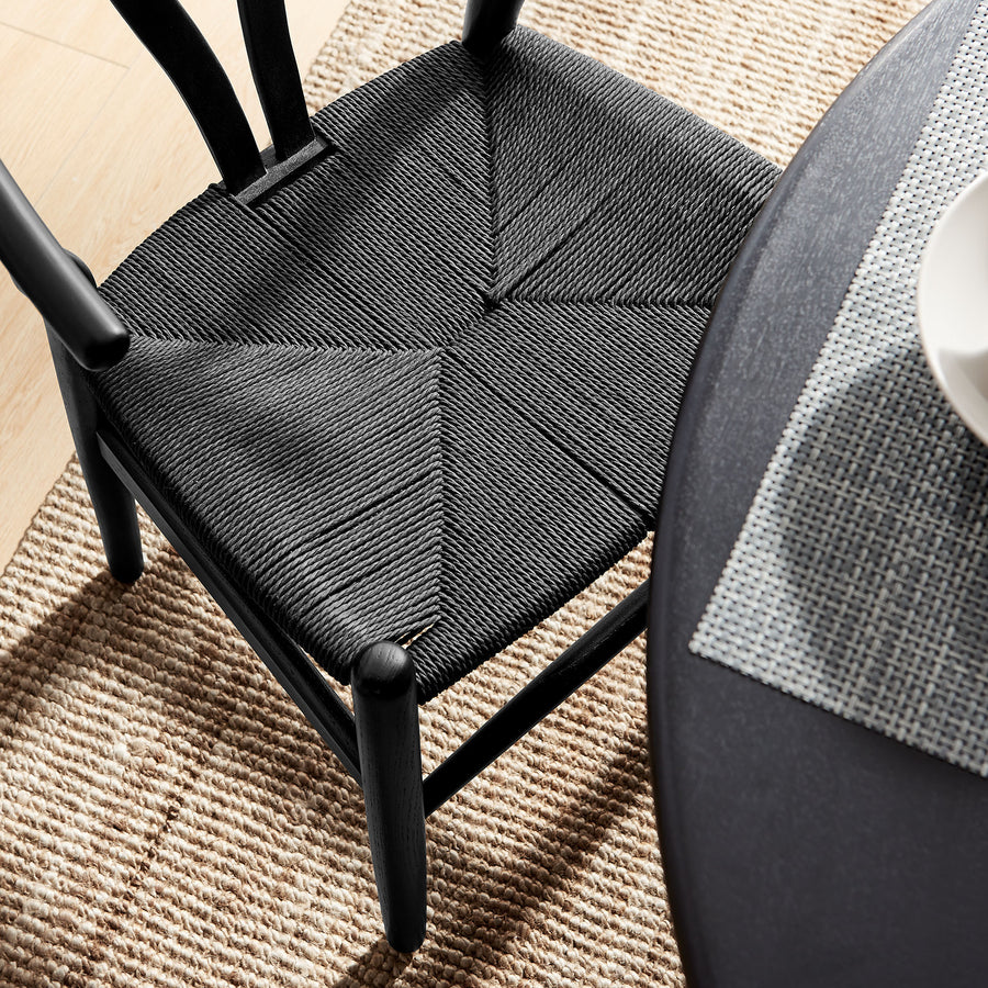 Sisal 29" Wood Dining Chair in Black Black