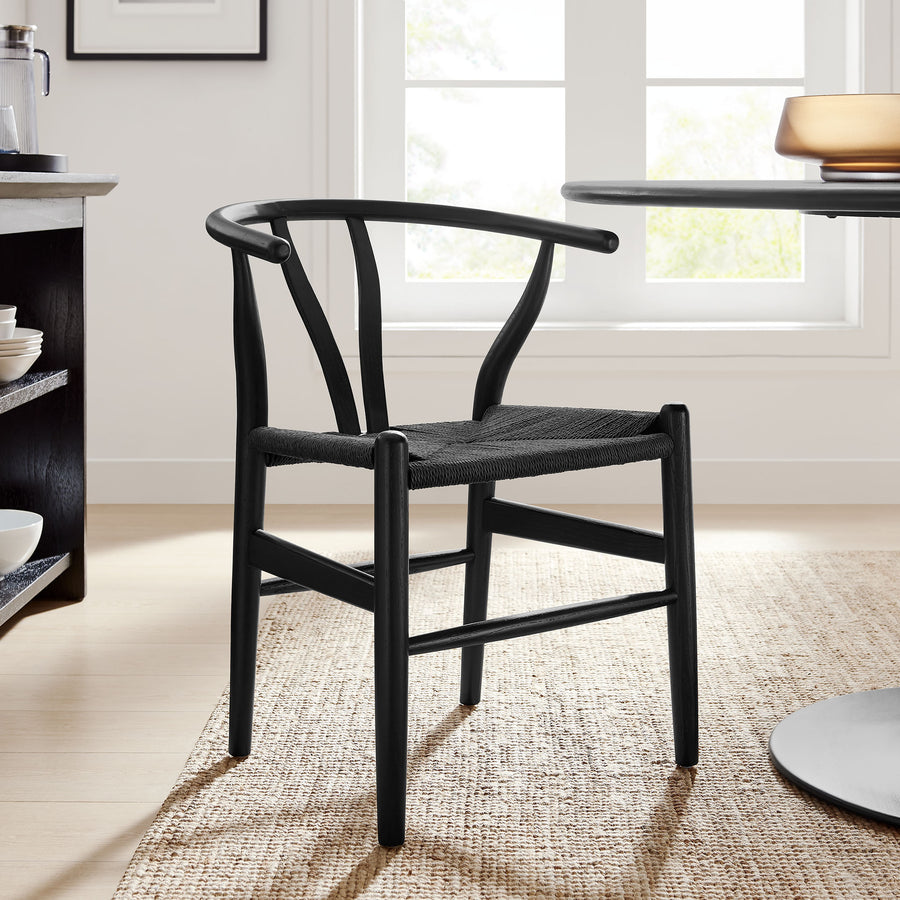 Sisal 29" Wood Dining Chair in Black Black