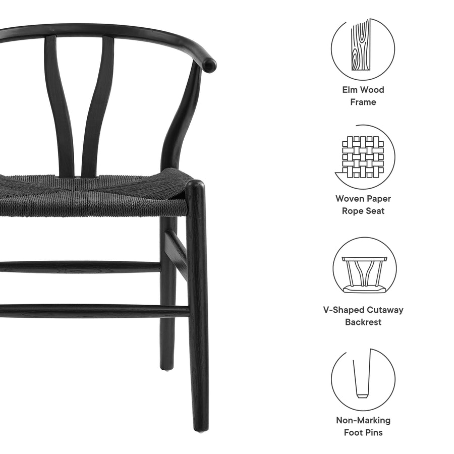 Sisal 29" Wood Dining Chair in Black Black