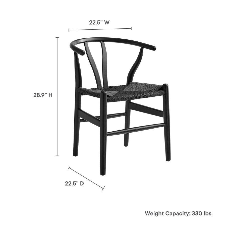 Sisal 29" Wood Dining Chair in Black Black