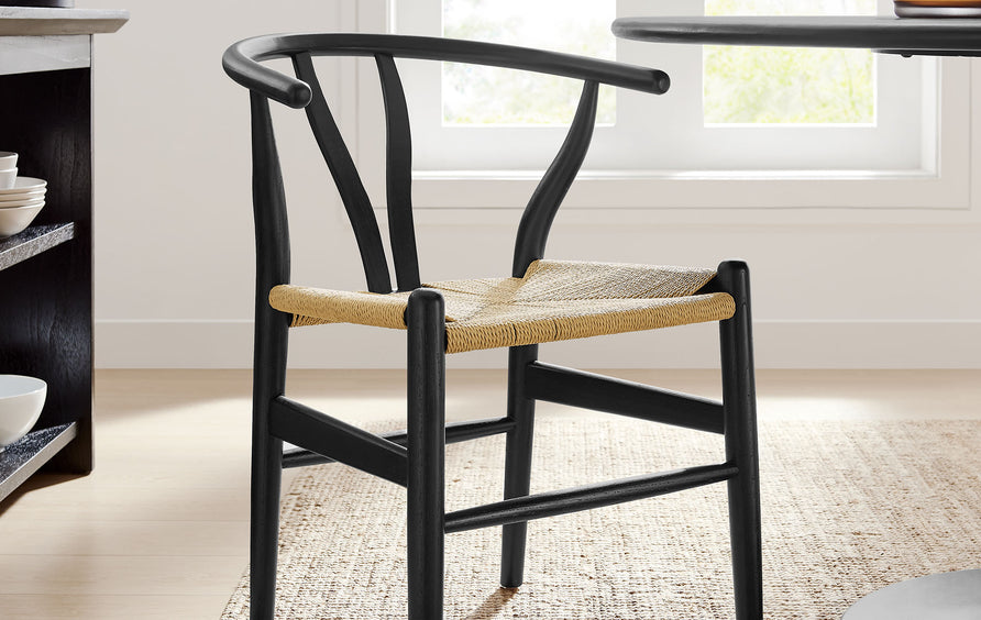 Sisal 29" Wood Dining Chair in Black