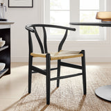 Sisal 29" Wood Dining Chair in Black