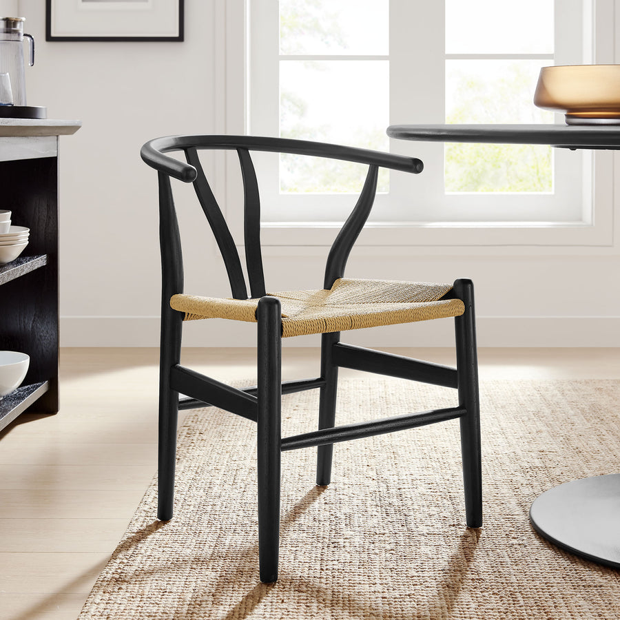 Sisal 29" Wood Dining Chair in Black