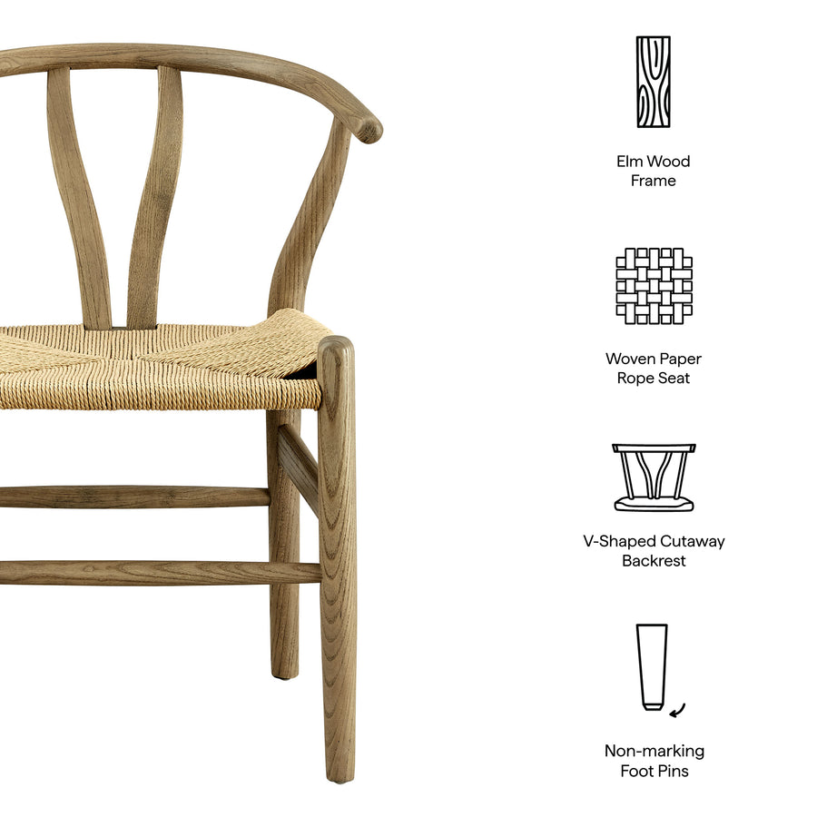 Sisal 29" Wood Dining Chair in Gray