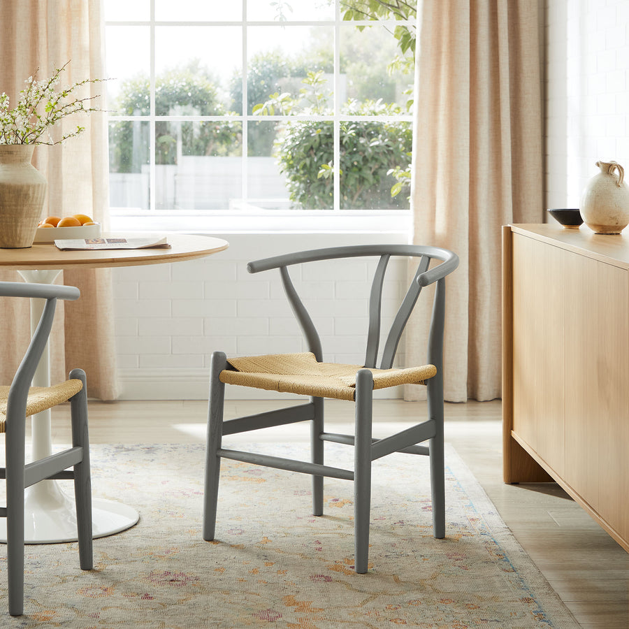 Sisal 29" Wood Dining Chair in Light Gray