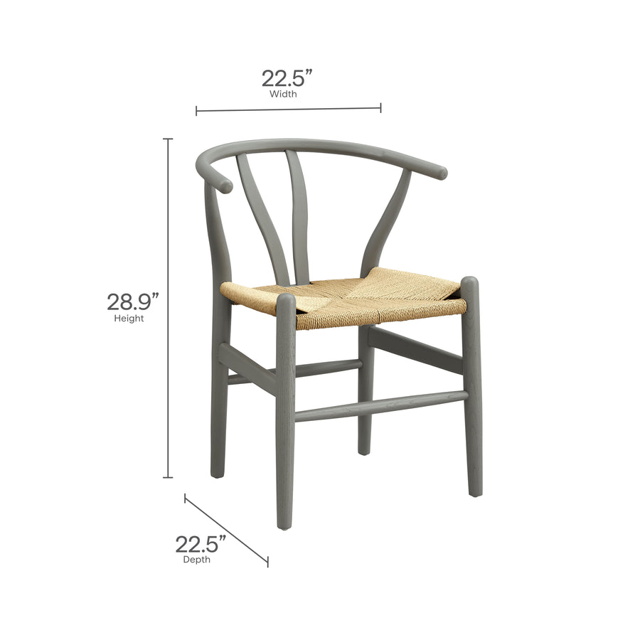 Sisal 29" Wood Dining Chair in Light Gray
