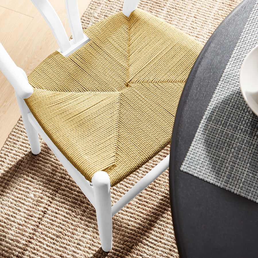 Sisal 29" Wood Dining Chair in White