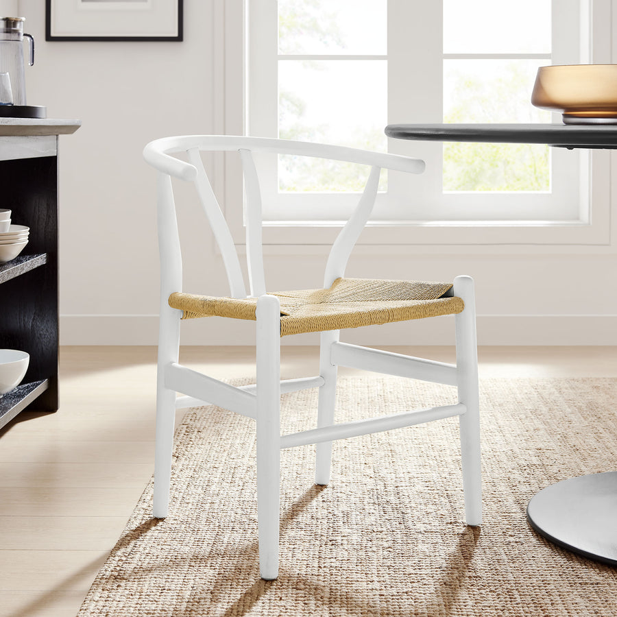 Sisal 29" Wood Dining Chair in White