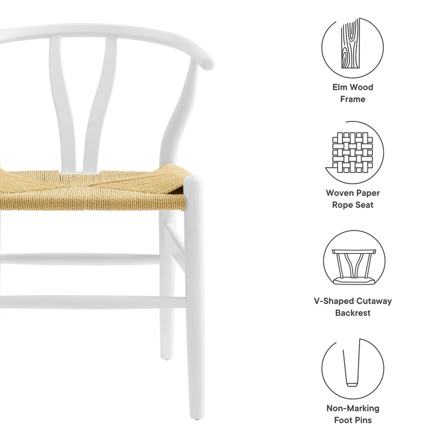 Sisal 29" Wood Dining Chair in White