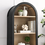 Citron Arched Narrow Bookcase Display Cabinet in Black