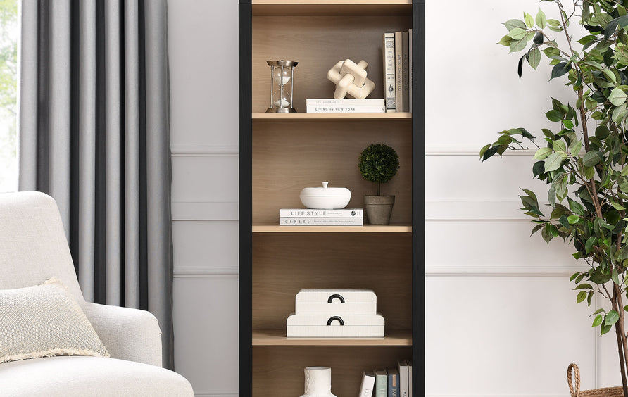 Citron Arched Narrow Bookcase Display Cabinet in Black