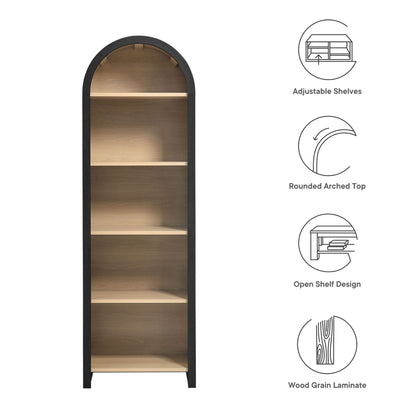 Evie Arched Narrow Bookcase Display Cabinet by Furniture For America